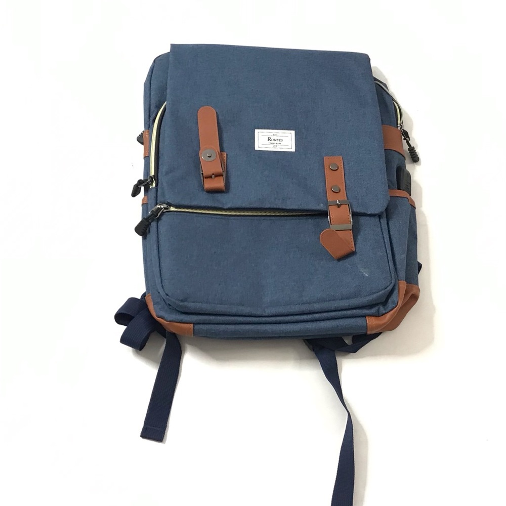 NEW Ronyes Gray Backpack Flight Blue Laptop Bag Diaper Large